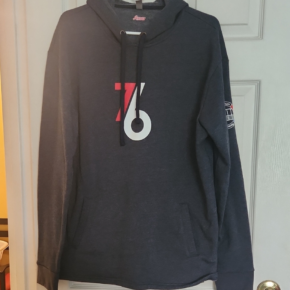Men's Navy Hoodie with Red and White Accents